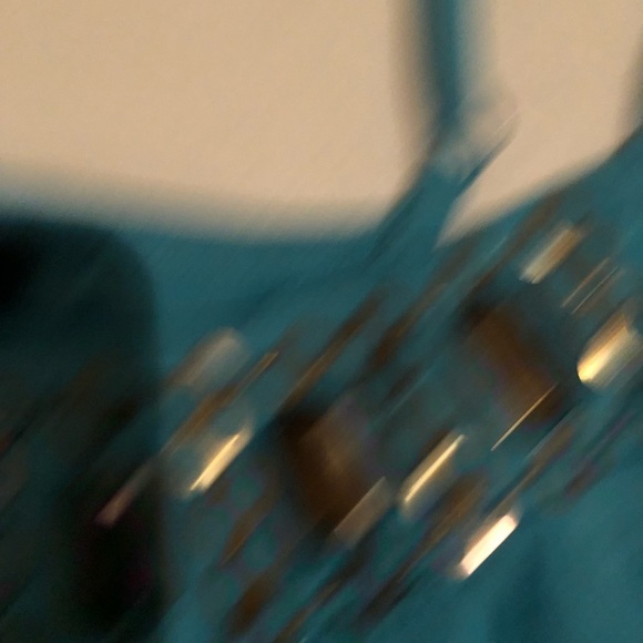 Style & Co X-Large Aqua blue copper embellished camisole shelf bra ,adjustable - Picture 8 of 8